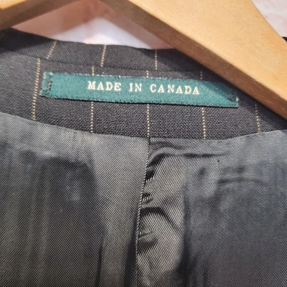 VTG Lauren Ralph Lauren Pinstripe Blazer Jacket 42T‎ Wool Alpaca Made in Canada